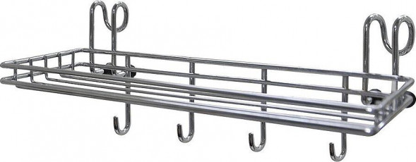 MULTIDOM Полка для специй с 4 крючками навесная на рейлинг 25x9,5x10 см AN52-136