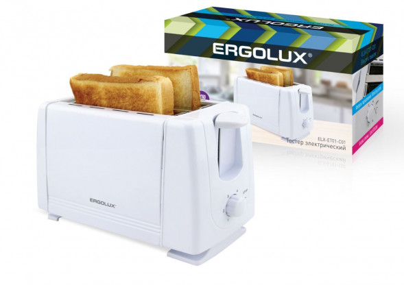 Тостер ERGOLUX ELX-ET01-C01 NEW белый (220-240 В, 700 Вт)