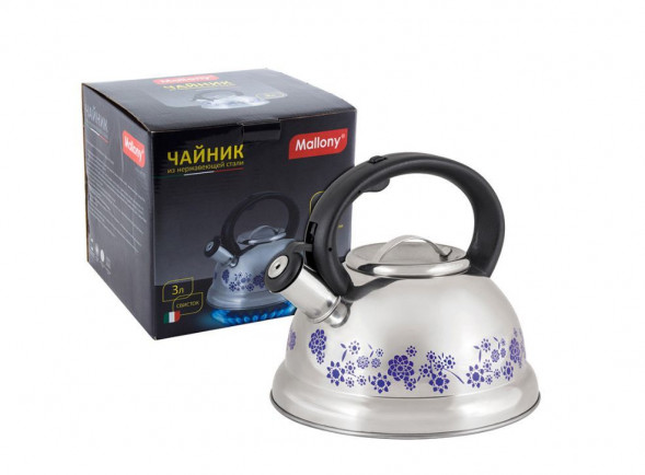 Чайник MALLONY Чайник из нерж. стали MAL-0417B с рисунком, меняющим цвет (3,0 литра, со свистком, капсульное дно) (002103)