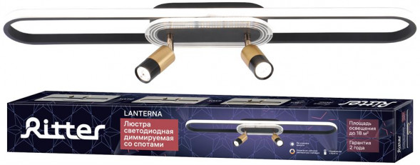 Люстра потолочная RITTER 51634 1 LANTERNA 52Вт/2700K/4000K/6400K черный/золото