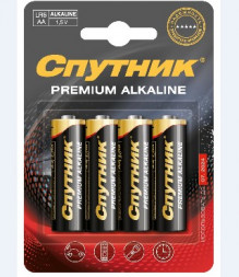 Элементы питания СПУТНИК R6/4В PREMIUM ALKALINE