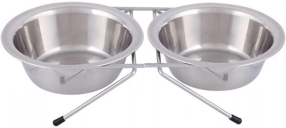 РЫЖИЙ КОТ Подставка с двумя мисками для животных, нержавеющая сталь, 180 мл (107307)
