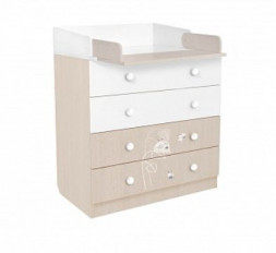 Комод POLINI Комод Polini kids French 1580, Amis, белый-дуб пастельный (2 кор.)
