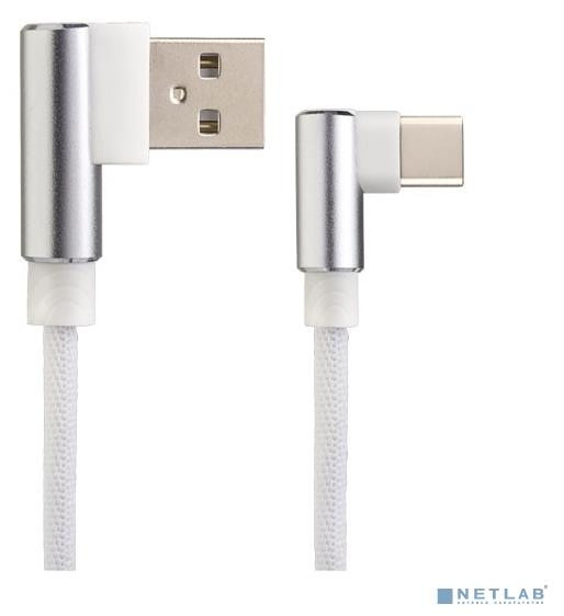 Кабель PERFEO (U4905) USB A вилка - Type-C вилка, 2.4A, угловой, белый, длина 1 м., Type-C Premium
