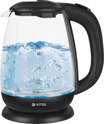 VITEK Чайник электрический VT-1173 1.7л. 2200Вт прозрачный/черный корпус: стекло