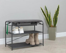 Подставка для обуви ЗМИ Подставка для обуви Гранада 23В_НБК с сиденьем и ящиком, ткань нубук (Графит) ПДОГ23ВНБК ГР