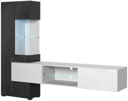 Гостиная НК-МЕБЕЛЬ POINT ТИП-70 гостиная Белый/Чёрный глянец 71774993 (2 кор.)