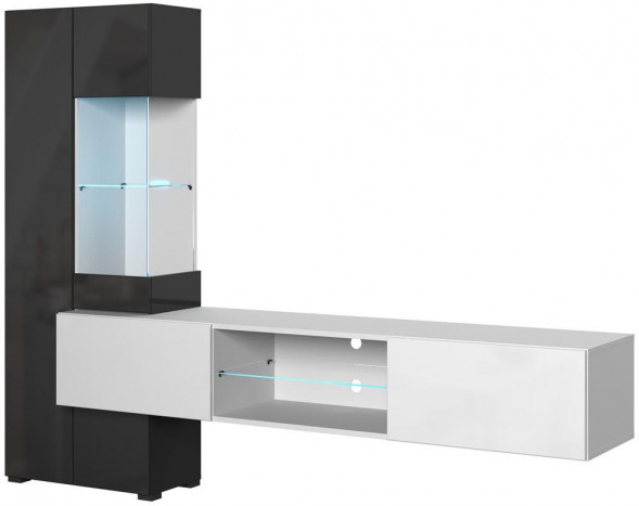Гостиная НК-МЕБЕЛЬ POINT ТИП-70 гостиная Белый/Чёрный глянец 71774993 (2 кор.)