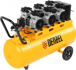 Компрессор DENZEL Компрессор безмаслянный малошумный DLS 2250/100, 2250 Вт, 3х750, 100 л, 410 л/мин блок упр 58029