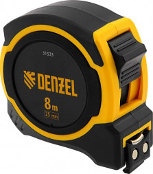 Рулетка DENZEL Рулетка 8м х 25мм, двухкомп. корпус, магнитный обрезиненный зацеп 31533