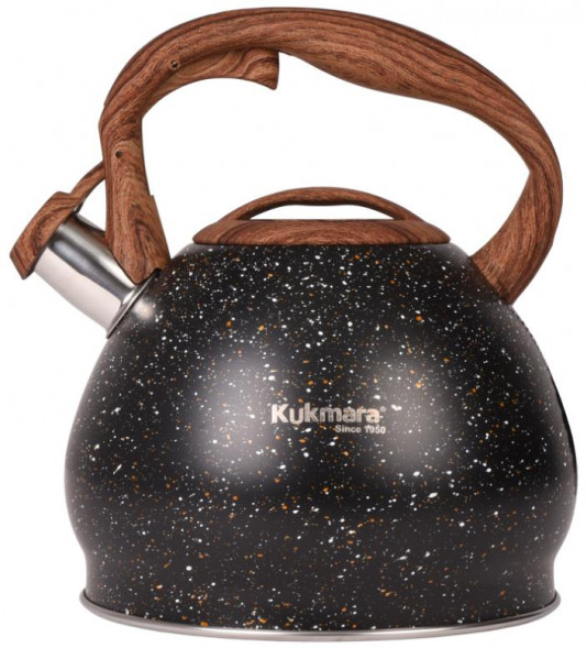 Чайник KUKMARA нерж 3,4л со свистком Черный мрамор Black ТМ