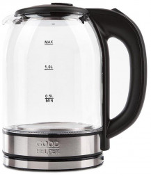 GOODHELPER Чайник электрический KG-18B11, 1500Вт, прозрачный и черный
