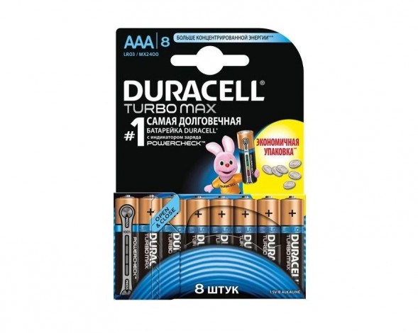 Элементы питания DURACELL LR03-8BL TURBO (С0042361)