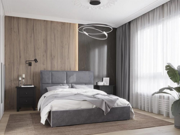 Кровать НК-МЕБЕЛЬ MADISON new кровать 1600х2000 Велюр Серый 72305583 (2 кор.)