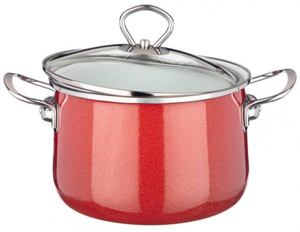 Кастрюля AGNESS 901-051 DELUXE эмал. 3,1л красный