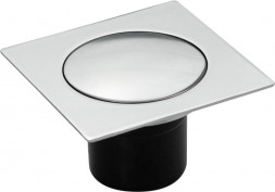 Трап САНАКС 1193 Трап нажимной 100 х 100 мм, выход 50 мм вертикальный, литая крышка, из нержавеющей стали, цвет ХРОМ