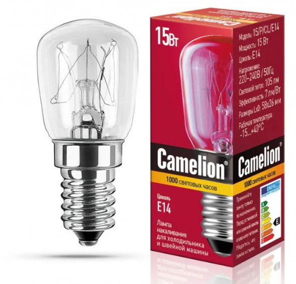 Лампа CAMELION (12116) 15/P/CL/E14 - для холодильника и швейных машин