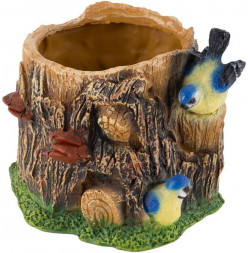 PARK Кашпо Пень с птичками H - 17см, D - 16см (169447)