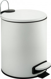 Хозяйственные товары САНАКС 10502 Ведро круглое, 5л, с микролифтом, из нержавеющей стали, с педалью, с плоской крышкой, цвет БЕЛЫЙ