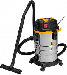 Пылесос строительный DENZEL RVC30, 1400 Вт, бак 30 л, шланг 3 м, розетка с автосинхр