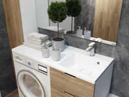 Раковина-столешница подвесная на стиральную машину PAOLA Magenta 1100 R Белый