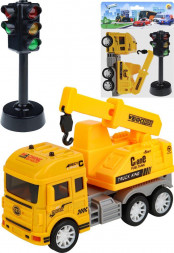 Игрушка РЫЖИЙ КОТ Строительная техника. Автокран в наборе со светофором. Открывающиеся двери 16.5х5х21с ( Арт. И-8783)
