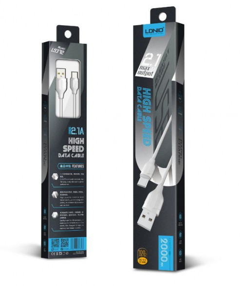 Кабель LDNIO (LD_B4501) LS372 - USB кабель Lightning/ 2m/ 2.1A/ медь: 86 жил/ белый
