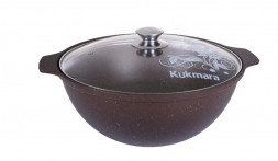 Казан KUKMARA кмк47а а/пр литой 4,5л д/плова стекл/кр Кофейный мрамор