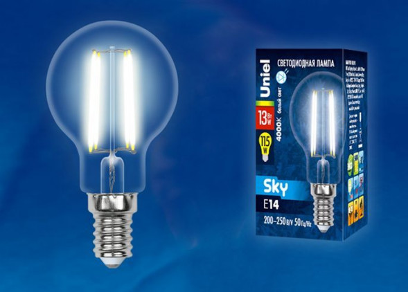 Лампочки светодиодные UNIEL (UL-00005906) LED-G45-13W/4000K/E14/CL PLS02WH