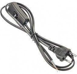 Шнур ECOLA LT5RSAELT base Шнур 2м (1.5м+0.5м) с выключателем и плоской вилкой Черный сечение 0.75mm 6А 230V черный