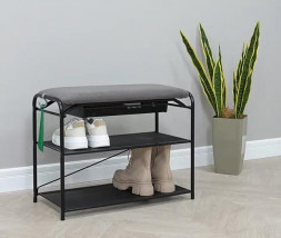 Подставка для обуви ЗМИ Подставка для обуви Гранада 23В_НБК с сиденьем и ящиком, ткань нубук (Черный) ПДОГ23ВНБК Ч