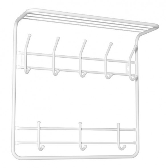 Вешалка настенная ЗМИ 2х ярусная с полкой 60 Белая ВСП 8