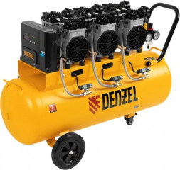 Компрессор DENZEL Компрессор безмаслянный малошумный DLS 3300/100, 3300 Вт,3х1100, 100 л, 570 л/мин блок упр 58032