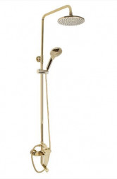 Душевой комплект MAGNUS 9375 Смеситель+стойка душевая тропический душ с двумя лейками под ЗОЛОТО