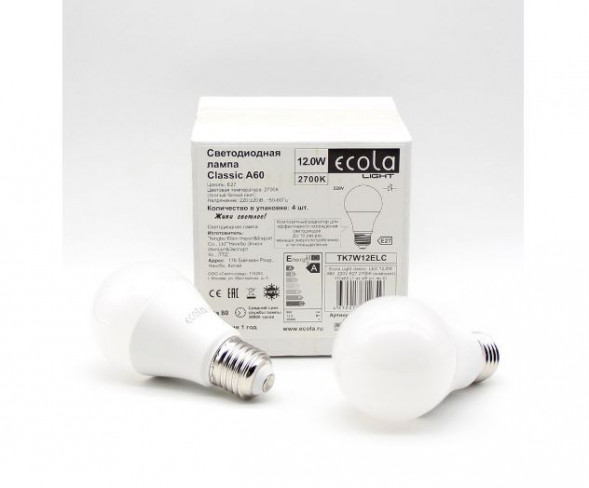 лампы светодиодные ECOLA TK7V12ELC LIGHT CLASSIC LED 12W/A60/E27/4000K