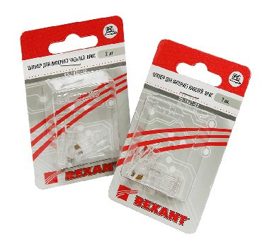 Разъем REXANT (05-1021-02) джек штекер 8Р8С кат5 2шт БЛИСТЕР