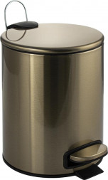 Хозяйственные товары САНАКС 10503 Ведро круглое, 5л, с микролифтом, из нержавеющей стали, с педалью, с плоской крышкой, цвет БРОНЗА