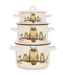 Набор посуды ЭСТЕТ ЭТ-72895 Набор посуды "Совы" цилиндрический 1,45+2,9+4,3 л 6пр (54644)