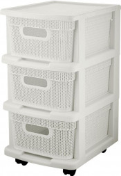 Комод KEEPLEX KL379522048 Ajur с корзинами на колесиках трехсекционный компакт 37х30х52см белое облако