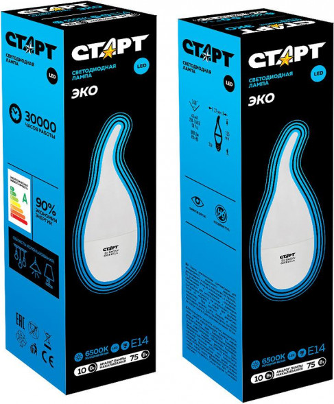 Светодиодная лампа СТАРТ (17265) LEDFlameE14 10W 65 WS 10/101 черный