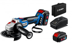 УШМ ЗУБР AB-125-42 20В бесщеточная УШМ, 2 АКБ (4Ач), в сумке, Профессионал.