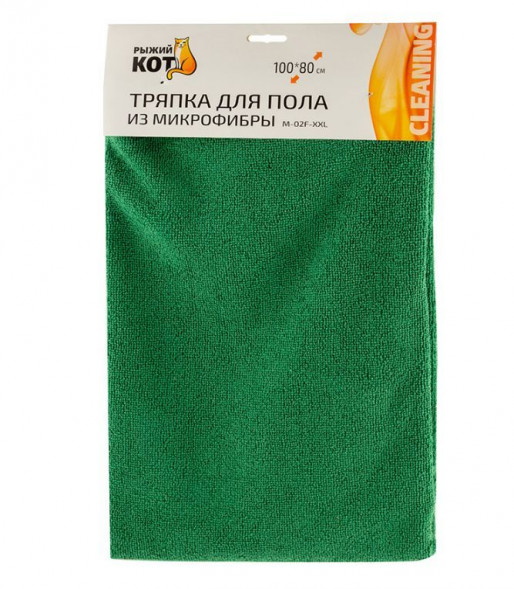 Тряпка РЫЖИЙ КОТ Тряпка для пола из микрофибры M-02F-XXL, цвет: зеленый, размер: 80х100см (310265)