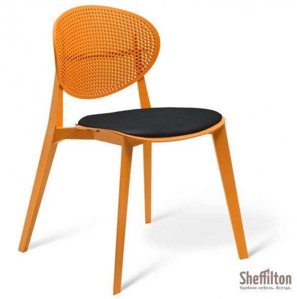 Стул SHEFFILTON SHT-S111-CN1 пластик/кож.зам оранжевый/черный 172653