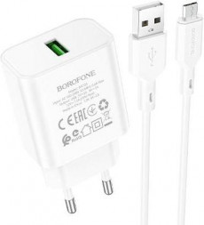 СЗУ BOROFONE (6974443388572) BA72Am White СЗУ 1USB 3.0A QC3.0 18W быстрая зарядка