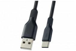 Кабель PERFEO (U4907) USB A вилка - Type-C вилка, 2.4A, черный, длина 1 м., Type-C SOFT