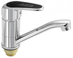 Смеситель для кухни RUSSIA-MOSCOW 2450S Смеситель кухонный 15 см нос с чёрной ручк