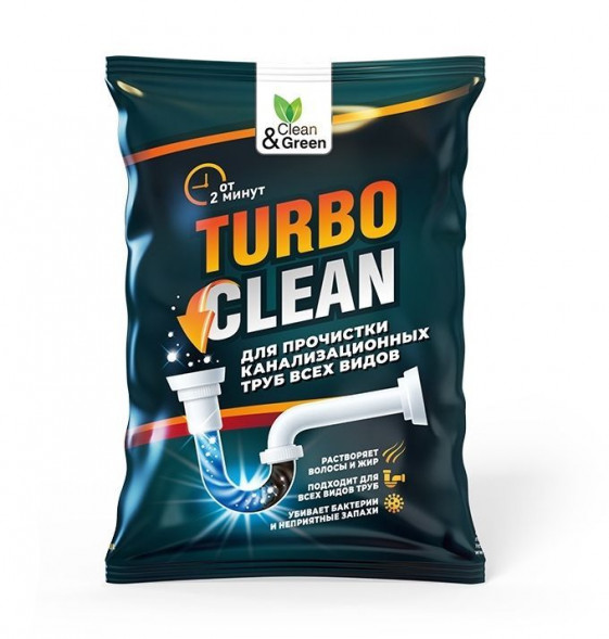 Чистящее средство CLEAN&amp;GREEN CG8083 для прочистки канализационных труб (щелочное, пакет) 70 гр.