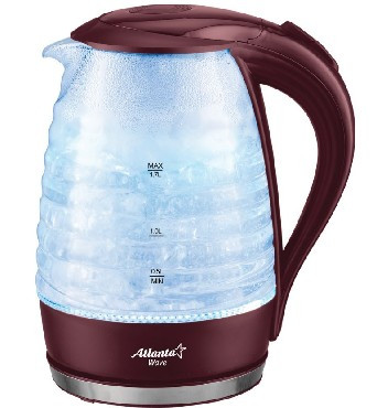 Чайник электрический ATLANTA ATH-2467 bordo (1,7л. стекло)