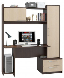 Компьютерный стол МЕБЕЛЬ-КОМПЛЕКС Денвер Исп.12 Венге Цаво/Дуб Млечный (3 уп.)