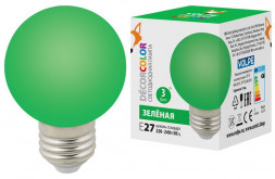 ЭЛЕКТРИКА VOLPE LED-G60-3W/GREEN/E27/FR/С